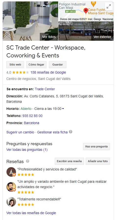 Consigue reseñas en Google My Business para tu empresa, sctradecenter.es
